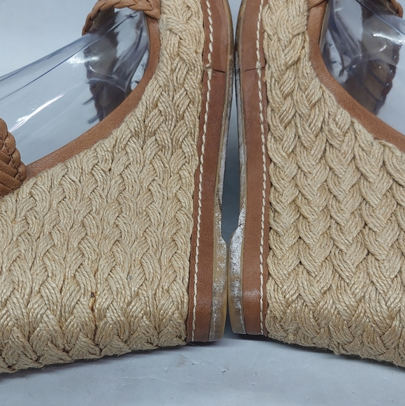 Stuart Weitzman Elixir Braided Leather Wedge Sandals Tan Brown Womens Size 8.5M - Picture 8 of 14